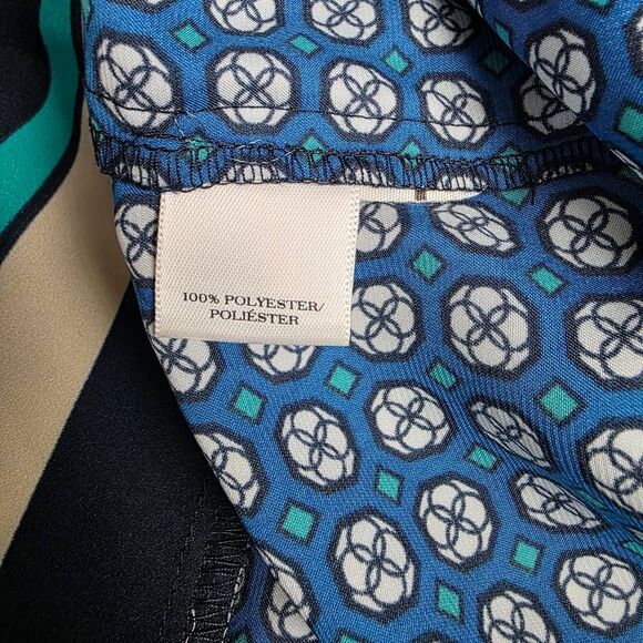 Ann Taylor Geometric Print Shirt Dress Blue Teal Small - Picture 8 of 9